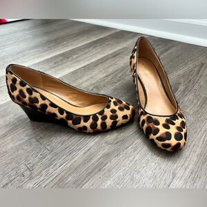 Nine West Women's Cow Fur Animal Print Wedge Size 7